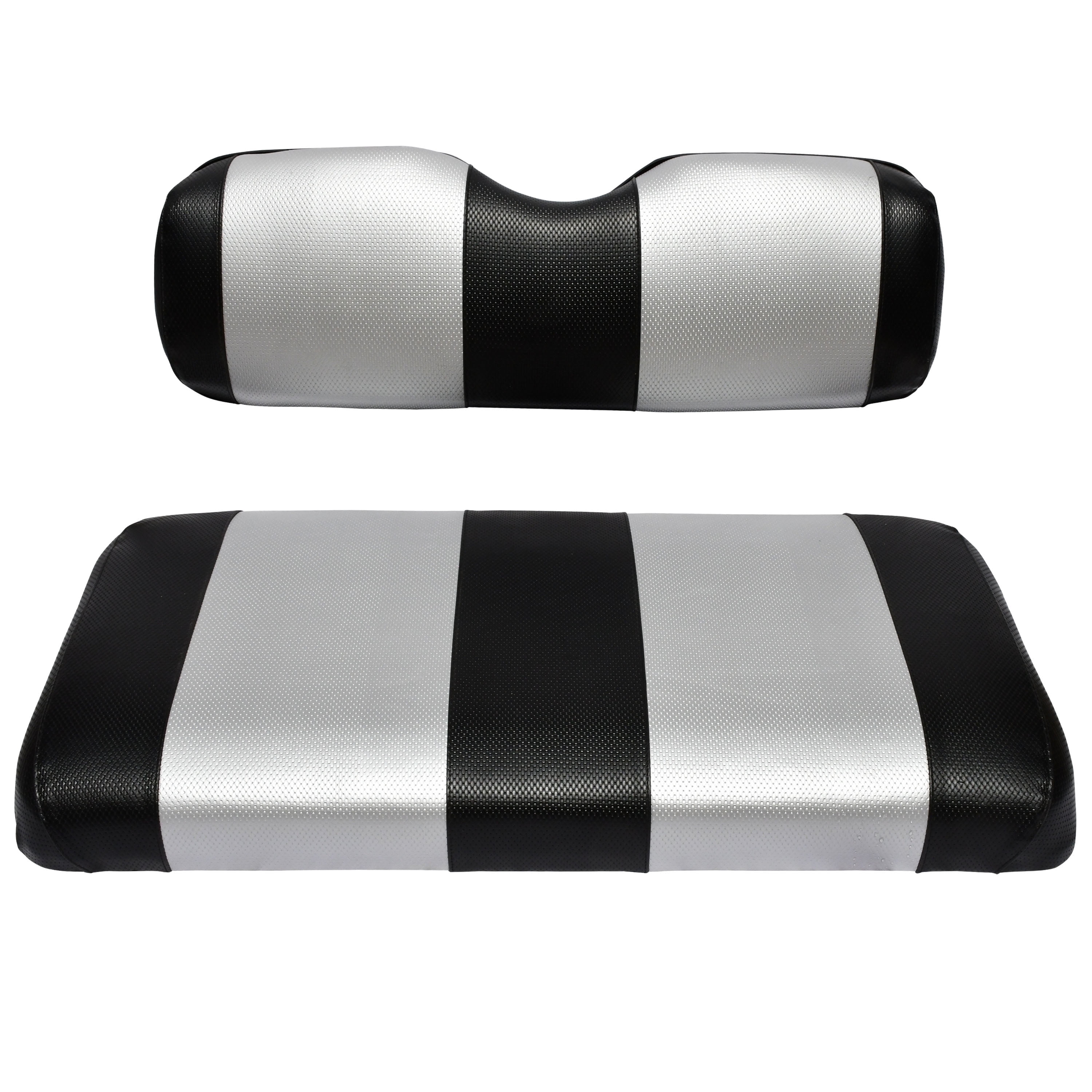 Replacement Seat Cover For EZGO TXT Golf Cart (Black \u0026 Silver